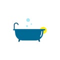 Bathtub with faucet flat element design,Vector and Illustration