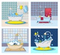 Bathtub foam banner concept set, cartoon style