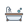 Color illustration icon for Bathtub, spigot and faucet Royalty Free Stock Photo