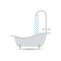 Bathtub icon with flowing water. Bathtub vector isolated on a light background. Element for your design.