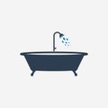 Bathtub icon with shower sign.