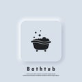 Bathtub icon. Bathtub symbol. Vector. Neumorphic UI UX white user interface web button. Neumorphism Royalty Free Stock Photo