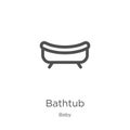 bathtub icon vector from baby collection. Thin line bathtub outline icon vector illustration. Outline, thin line bathtub icon for Royalty Free Stock Photo