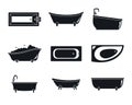 Bathtub interior icons set, simple style