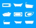 Bathtub interior icons set, simple style