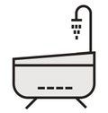 Bathtub Outline and Filled Isolated Icon that can be easily edited or modified