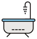 Bathtub Outline and Filled Isolated Icon that can be easily edited or modified