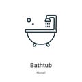 Bathtub outline vector icon. Thin line black bathtub icon, flat vector simple element illustration from editable hotel concept