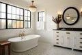 bathtub ring stain contrasting with clean white tiles
