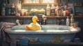 Bathtub Rubber Duck Bright Sunny Daylight Tending Illustration S