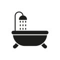 Bathtub shower black glyph icon