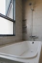 Bathtub with shower.