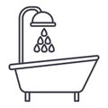 Bathtub shower vector line icon, sign, illustration on background, editable strokes