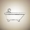 Bathtub sign illustration. Vector. Brush drawed black icon at li