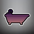 Bathtub sign illustration. Vector. Violet gradient icon with bla