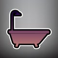 Bathtub sign. Vector. Violet gradient icon with black and white