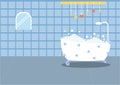 Bathtub with soapsuds in tiled bathroom,Vector Illustrations