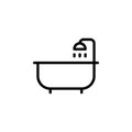 bathtube, with, shower icon. Simple thin line, outline illustration of water icons for UI and UX, website or mobile application