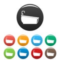 Bathtube water tap icons set color