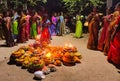 People playing bathukamma in telangana Royalty Free Stock Photo