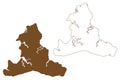 Bathurst island Commonwealth of Australia, Northern Territory of Australia, Tiwi Islands archipelago map vector illustration,