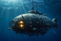 Bathyscaphe studies the underwater world. Generative AI Royalty Free Stock Photo