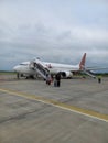 Batik Air plane takes off at banyuwangi airport in August 21, 2023