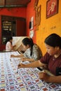 Women Making Traditional Handprinted Batik Royalty Free Stock Photo