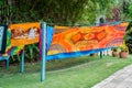 Batik on a clothesline, St Kitts, West Indies Royalty Free Stock Photo