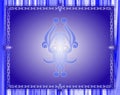 Batik ornament on blue frame for your design Royalty Free Stock Photo