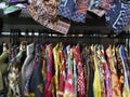 Batik shirts hanged in a cupboard Royalty Free Stock Photo