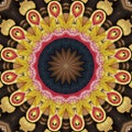 Luxury traditional round trippy abstract mandala background. Brown scarf design. Meditation vibes.