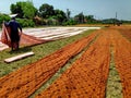 Batik workers when drying batik cloth