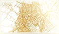 Batman Turkey City Map in Retro Style in Golden Color. Outline Map