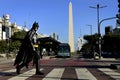 Batman walks through the streets of Buenos Aires