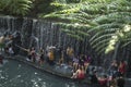 People bathe in cold and clean rocky mountain spring water river Royalty Free Stock Photo