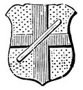 Baton Abatement is generally used as an abatement in coats of arms, vintage engraving