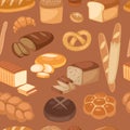 Baton bread seamless pattern cartoon vector illustration of graphic loaf snack wheat bakery design.