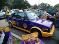 BATON ROUGE, LOUISIANA - 2014: Car painted in the gold and purple LSU colors during a football game