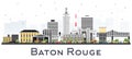 Baton Rouge Louisiana City Skyline with Color Buildings Isolated