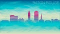 Baton Rouge Louisiana City Skyline Vector Silhouette. Broken Glass Abstract Textured. Banner Background Colorful Shape Compositio