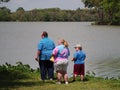 Obese family stand by Lake Royalty Free Stock Photo