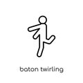 baton twirling icon. Trendy modern flat linear vector baton twirling icon on white background from thin line sport collection Royalty Free Stock Photo