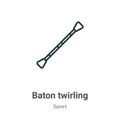 Baton twirling outline vector icon. Thin line black baton twirling icon, flat vector simple element illustration from editable Royalty Free Stock Photo