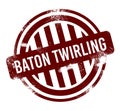 Baton Twirling - red round grunge button, stamp