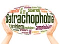 Batrachophobia fear of amphibians word hand sphere cloud concept