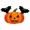 Bats carry big orange halloween pumpkin