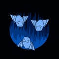 Cute bats in a cave at night cartoon