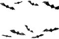 Bats cutout on Halloween frame on white table top view space for text Royalty Free Stock Photo