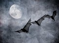 Bats in the dark cloudy sky, halloween background